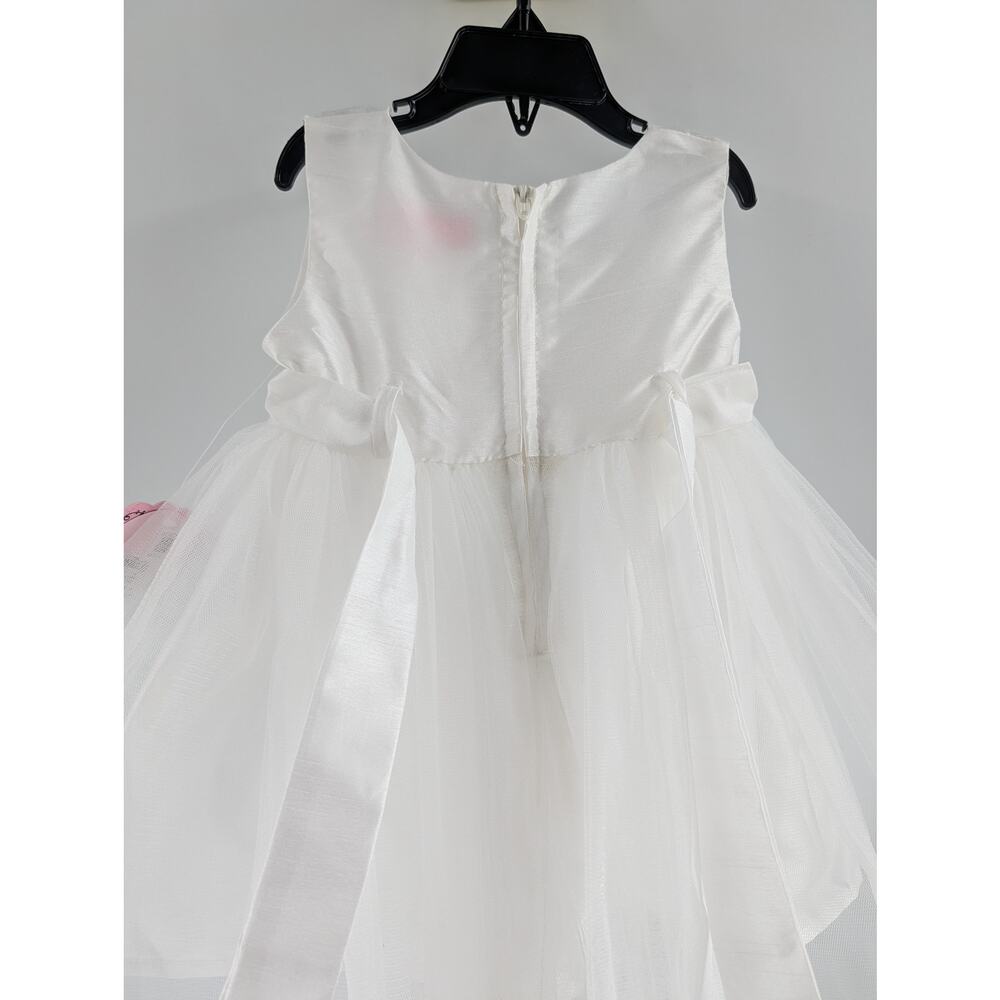 Popatu White Rosette Tulle Dress Flower Girl Fancy Size 18 Months - Picture 7 of 12